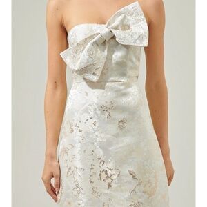 Sugarlips Lola Jacquard Bow Strapless Midi Dress